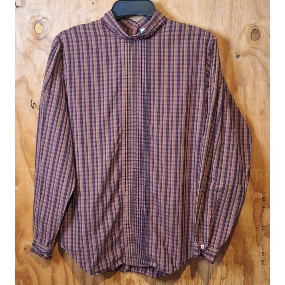 J.G. Hook Vintage Shirt Women Size 12 Cotton Plaid Purple Hues Grannycore Twee